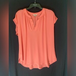 Roz & Ali Short Sleeve Blouse-1X-Pretty Coral